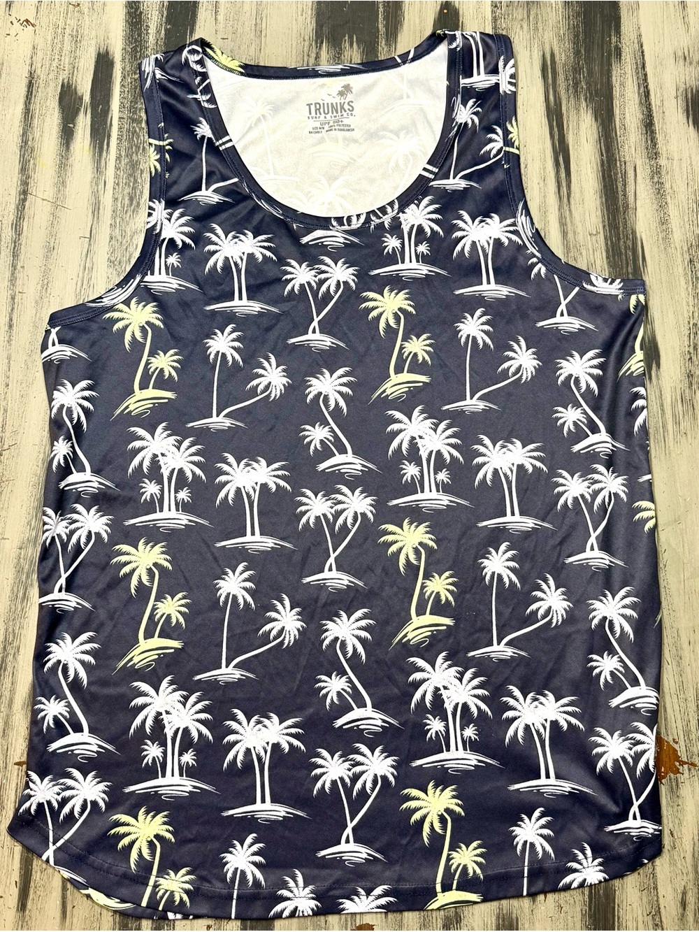 Trunks Men's Navy Palm-Print Size Medium Tank Top new without tags